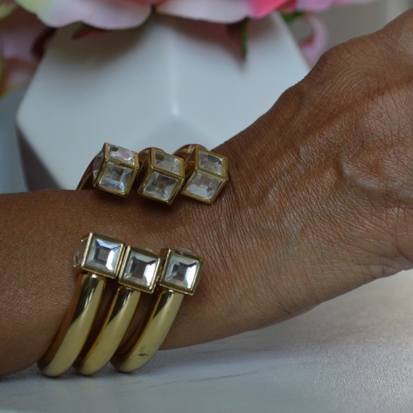 Crystal Hinged Open Cuff Bracelet - Picture 1 of 2